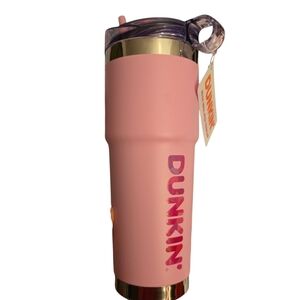 NWT Dunkin' Pink Stainless Steel Insulated Tumbler with Straw 32 Ounce